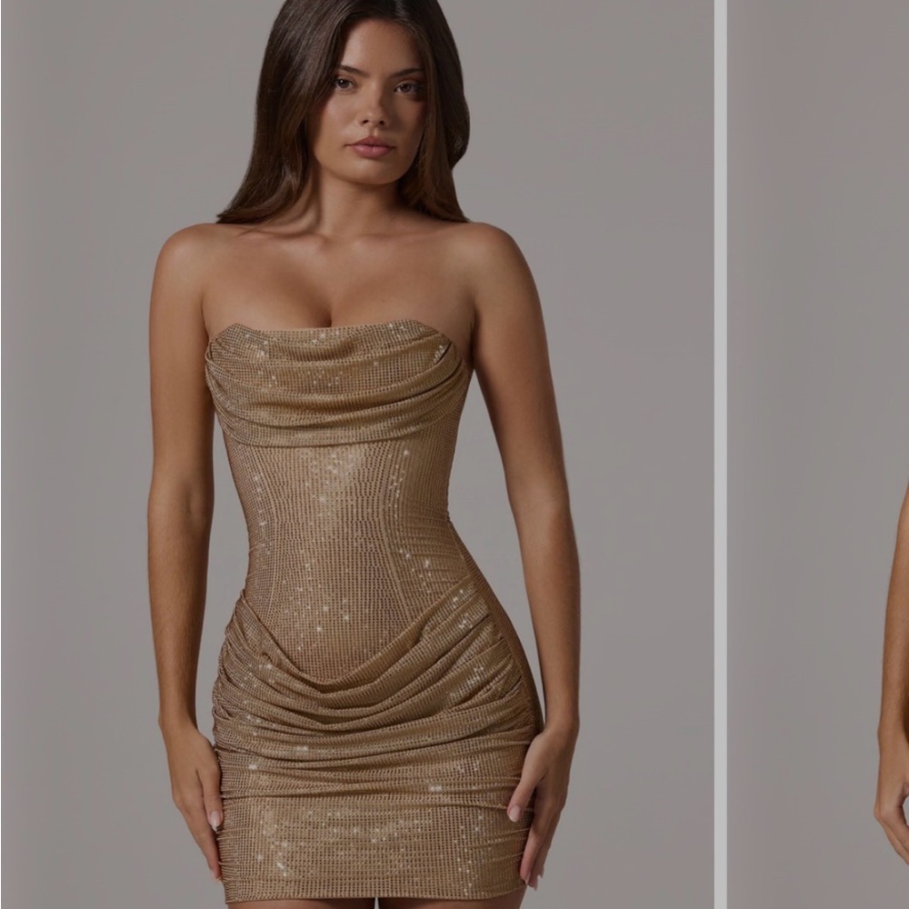 Strapless Gold Sequin Bodycon Dress